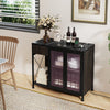 Buffet Sideboard with Power Outlets and LED Light Kitchen Storage Cabinet-Black