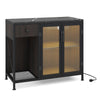 Buffet Sideboard with Power Outlets and LED Light Kitchen Storage Cabinet-Black