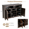 Buffet Storage Cabinet with Detachable 9-Bottle Wine Rack and 2 Door Cabinets-Dark Brown