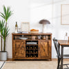 Buffet Storage Cabinet with Detachable 9-Bottle Wine Rack and 2 Door Cabinets-Rustic Brown