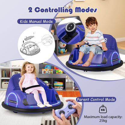 6V Kids Ride on Battery Powered Bumping Car in Purple