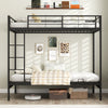Single Over Futon Bunk Bed with Ladder and Safety Guardrails-Black-Single Size