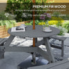 Outsunny 6 Seater Wooden Picnic Table and Garden Benches Set, Round Garden Dining Set with 3 Benches and Umbrella Hole Outdoor Garden Park, Grey