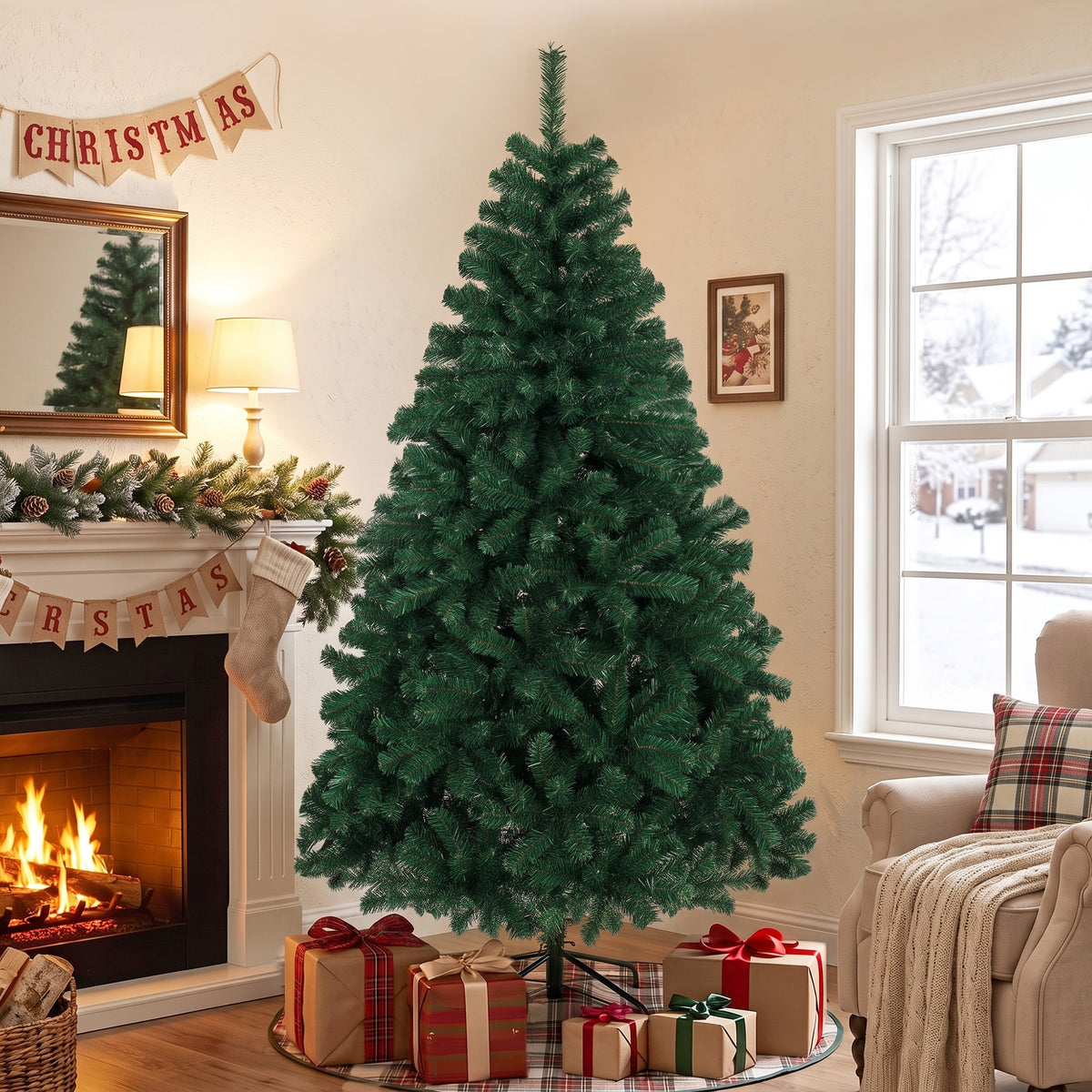 HOMCOM 6ft Artificial Christmas Tree in Green