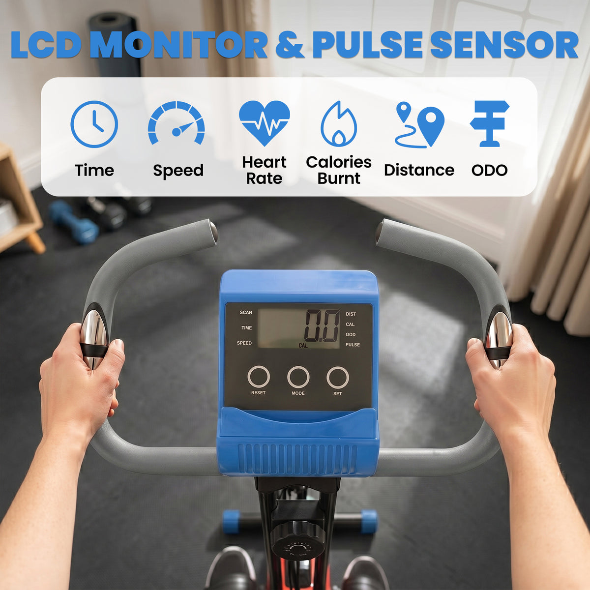HOMCOM 2-in-1 Folding Exercise Bike with 8-Level Magnetic Resistance in Blue