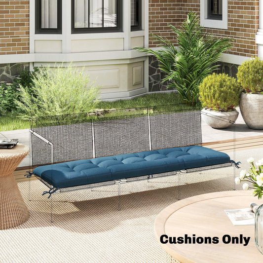 Outsunny Sun Lounger Cushion, Memory Foam Patio Chair Cushion with Ties, Outdoor Seat Pad Fits 190 x 60 cm Lounger, Blue
