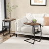 C-Shaped Compact Sofa Side Snack Table for Small Space Living Room-Brown