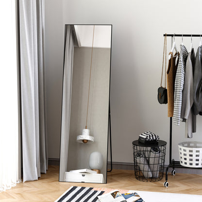 HOMCOM Full Length Dressing Mirror, Floor Standing or Wall Hanging, Aluminium Alloy Framed Full Body Mirror for Bedroom, Living Room, 50 x 161.5cm, Black