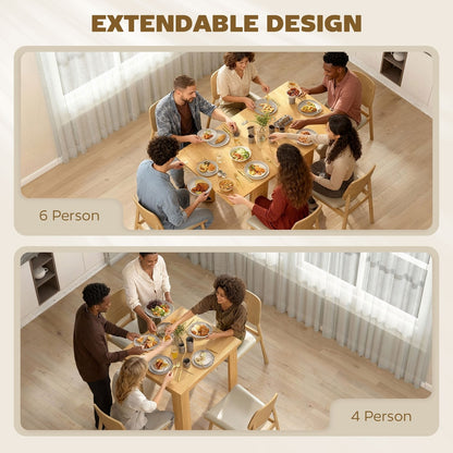 HOMCOM Folding Dining Table for 4-6 in Natural Wood