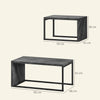 HOMCOM Coffee Tables Set of 2, Industrial Nest of Tables with Metal Frame for Living Room Bedroom, Dark Grey Marble Effect