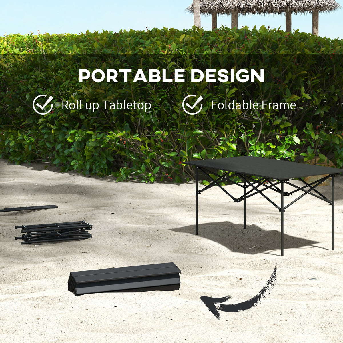 Outsunny Two-Seater Portable Aluminium Table in Black