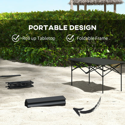 Outsunny Two-Seater Portable Aluminium Table in Black