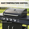 Outsunny 4+1 Burner Gas BBQ Grill with Storage Cabinet, 15.2 kW Gas Barbecue Trolley with Side Table, 4 Wheels, Warming Rack