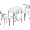 HOMCOM Three-Piece Compact Dining Set - White Marble Effect