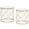 HOMCOM Nesting Tables Set of 2, Modern Stacking Side End Table with Tempered Glass Top, Metal Frame for Living Room Bedroom Office, Gold Tone