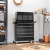HOMCOM 14 Drawer, Two-Part Tool Storage Chest on Wheels - Black