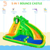 Outsunny 5 in 1 Kids Bouncy Castle Large Crocodile Style Inflatable House Slide Basket Water Pool Gun Climbing Wall with Blower Carrybag for Kids Age 3-8, 3.85 x 2.85 x 2.25m