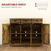 HOMCOM Sideboard with Rubberwood Top and Adjustable Shelves for Dining Room, Kitchen - Rustic Brown