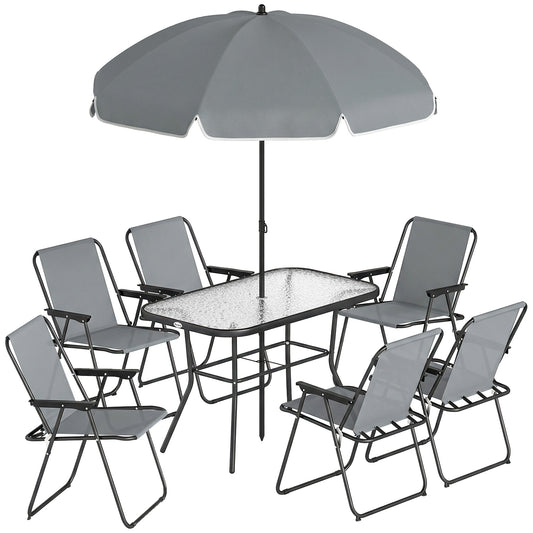 Outsunny 8 Piece Garden Dining Set with Umbrella in Grey