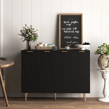 HOMCOM Sideboard Buffet Cabinet, Modern Kitchen Storage Cabinet with Adjustable Shelves and Metal Legs, Black
