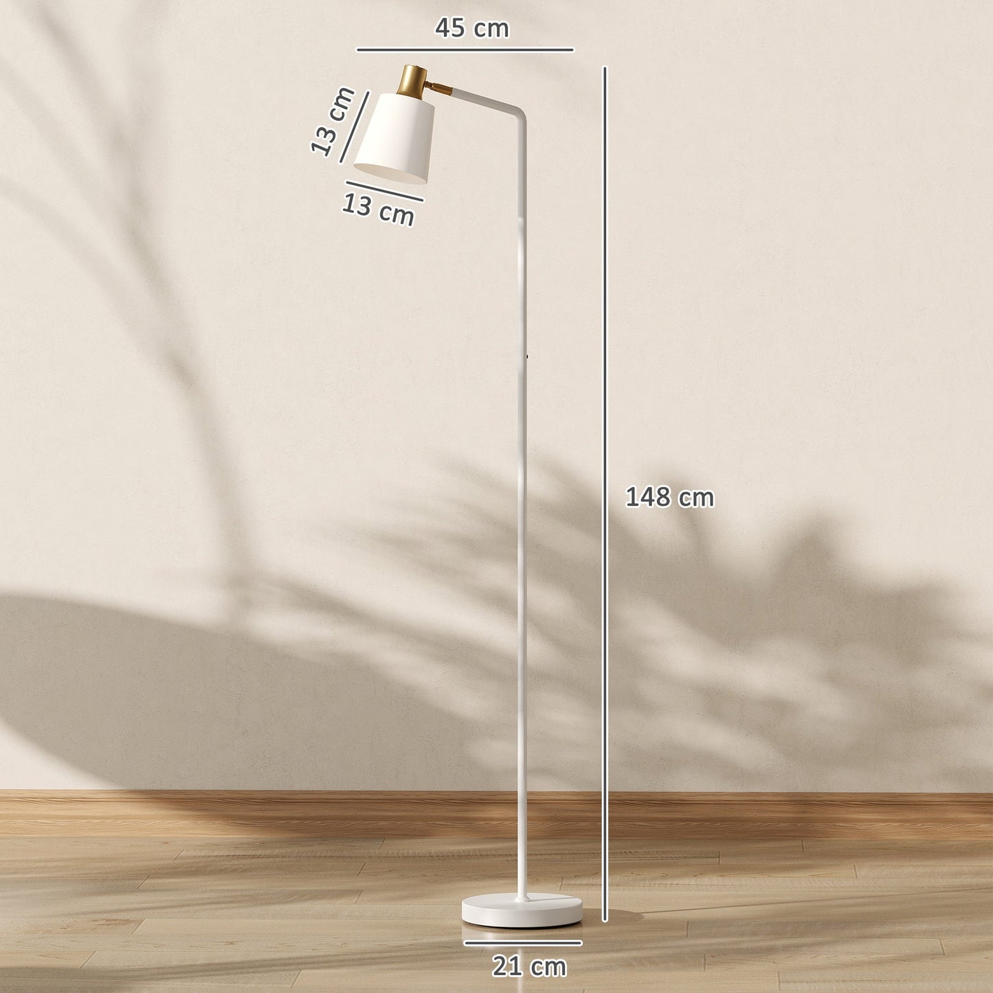 HOMCOM Modern Standing Lamp, Floor Lamp with 350Â° Rotatable Head for Living Room, White