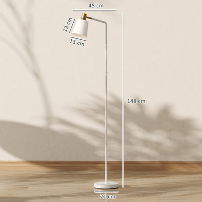 HOMCOM Modern Standing Lamp, Floor Lamp with 350Â° Rotatable Head for Living Room, White