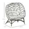 Outsunny 2 Seater Egg Chair Outdoor, Folding Weave Garden Furniture Chair with Cushion, Cup Pockets - Light Grey