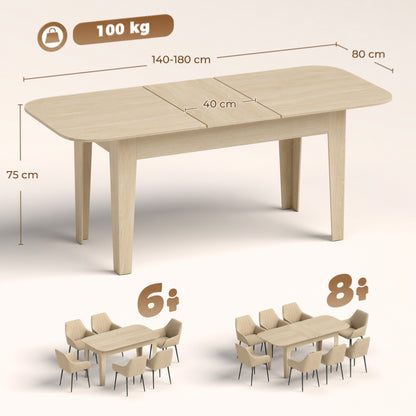 HOMCOM Extendable Oval Dining Table for 4-6 in Oak