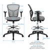 Mesh Drafting Chair with Adjustable Footrest-Grey