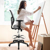 Mesh Drafting Chair with Adjustable Footrest-Grey