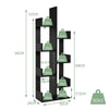 Tree-Shaped Bookshelf with 8 Storage Shelves-Black