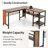 150 x 140 x 75cm Large Corner L-Shaped Computer Desk with 3 Storage Shelves-Rustic Brown
