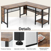 150 x 140 x 75cm Large Corner L-Shaped Computer Desk with 3 Storage Shelves-Rustic Brown