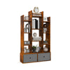 12-Tier Wooden Bookshelf with Folding Drawer for Study Living Room-Brown
