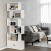 Industrial S-Shaped 5-tier Bookcase with Cabinet-White