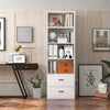 6-Tier Modern Wooden Bookshelf with 4 Open Shelves and 2 Drawers-White