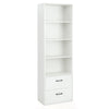 6-Tier Modern Wooden Bookshelf with 4 Open Shelves and 2 Drawers-White
