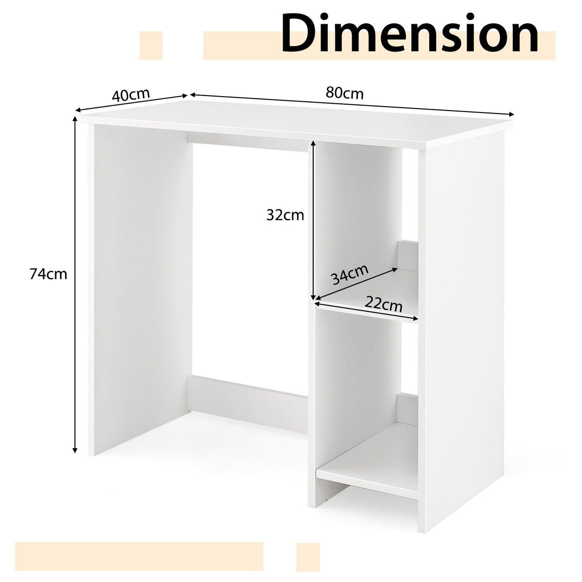 31.5 Inch Home Office Desk for Small Space-White