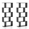 Geometric S-Shaped Bookcase with Anti-Toppling Device for Living Room Home Office-Black