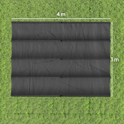 Outsunny Retractable Pergola Canopy Only, 3.92 x 3.5 m, UV30+ Replacement Canopy Cover for 4 x 3 m Pergola, Dark Grey
