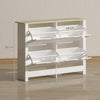 HOMCOM Slim Shoe Cabinet, Narrow Shoe Cupboard with 4 Flip Drawers, Adjustable Shelves for 16 Pairs of Shoes, White