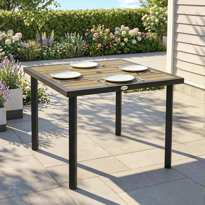 Outsunny Square Garden Dining Table with 5.4cm Parasol Hole in Brown