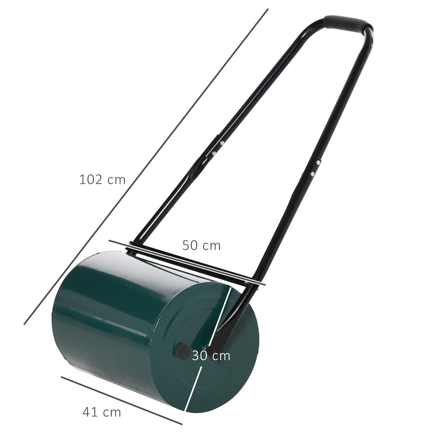 Outsunny 30 L Heavy Duty Water Or Sand Filled a30cm Garden Steel Lawn Roller Drum - Dark Green