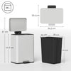 HOMCOM 20L Kitchen Bin with Soft-Close Lid and Stay-Open Function, Pedal Bin with Removable Inner Bucket for Kitchen, Office, Home, Cream