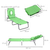 Outsunny Outdoor Folding Sun Lounger with Face Hole, 4 Level Adjustable Backrest Reclining Garden Lounger, Garden Recliner Sunbed with 600 D Oxford Cloth Seat and Pillow for Beach, Green