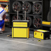 HOMCOM 3-in-1 Stackable Rolling Tool Box - Yellow