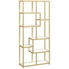 HOMCOM Seven-Tier Geometric Bookcase - White/Gold Tone