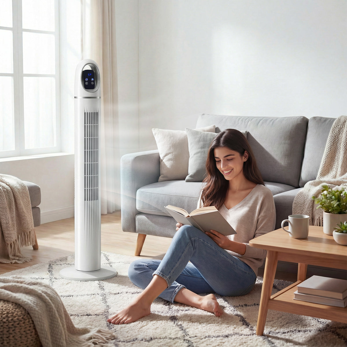 HOMCOM Tower Fan in White