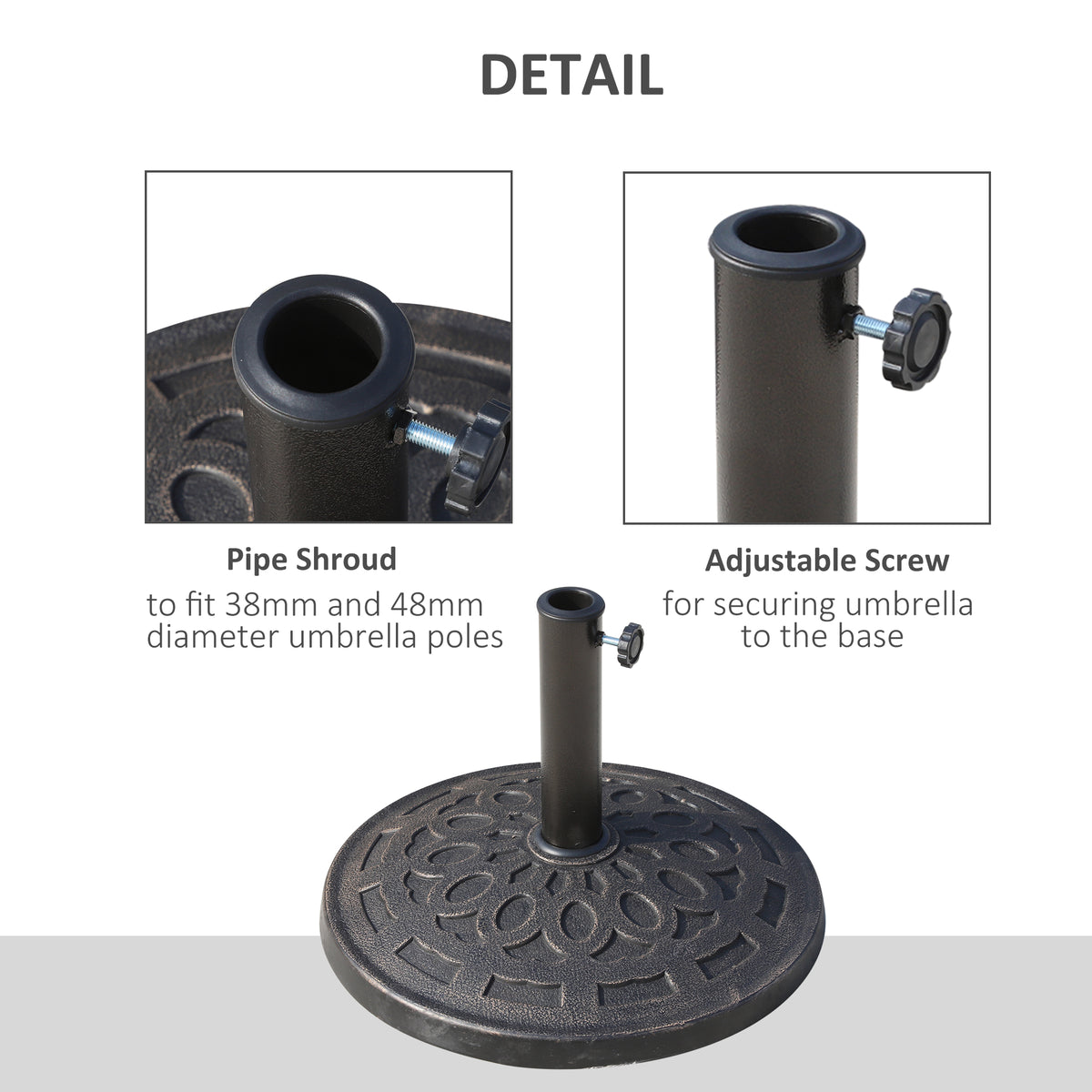 Outsunny 14kg Round Garden Parasol Base in Bronze