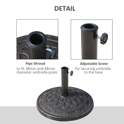 Outsunny 14kg Round Garden Parasol Base in Bronze